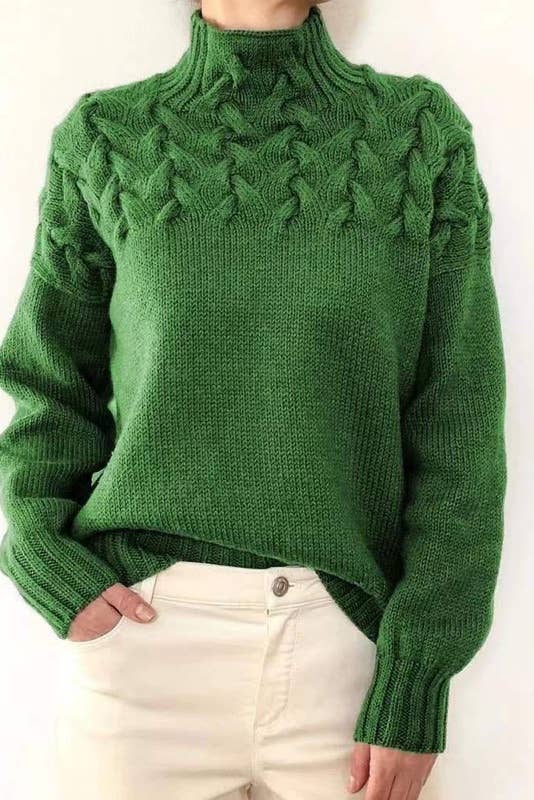 Green Mock Neck Sweater