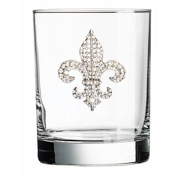 Diamond Fleur de Lis Jeweled Double Old Fashioned