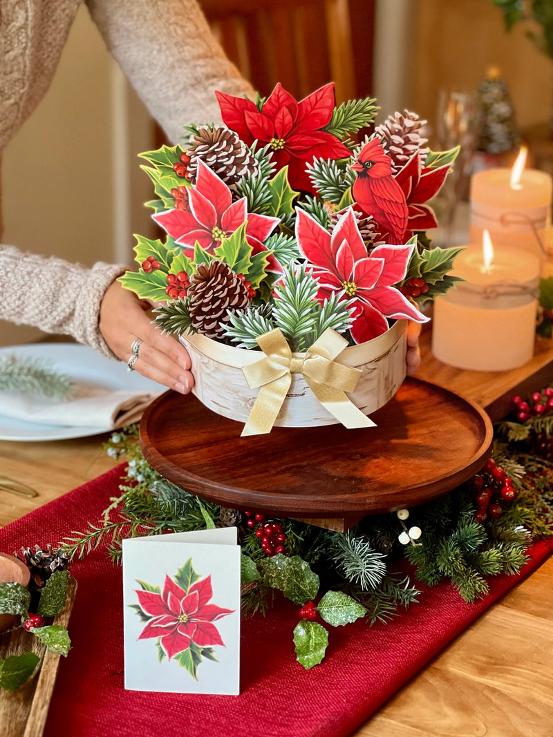 Birch Poinsettia Pop Up Greeting Card