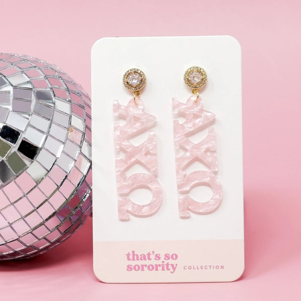 Alpha Chi Omega Pink Letter Acrylic Earrings