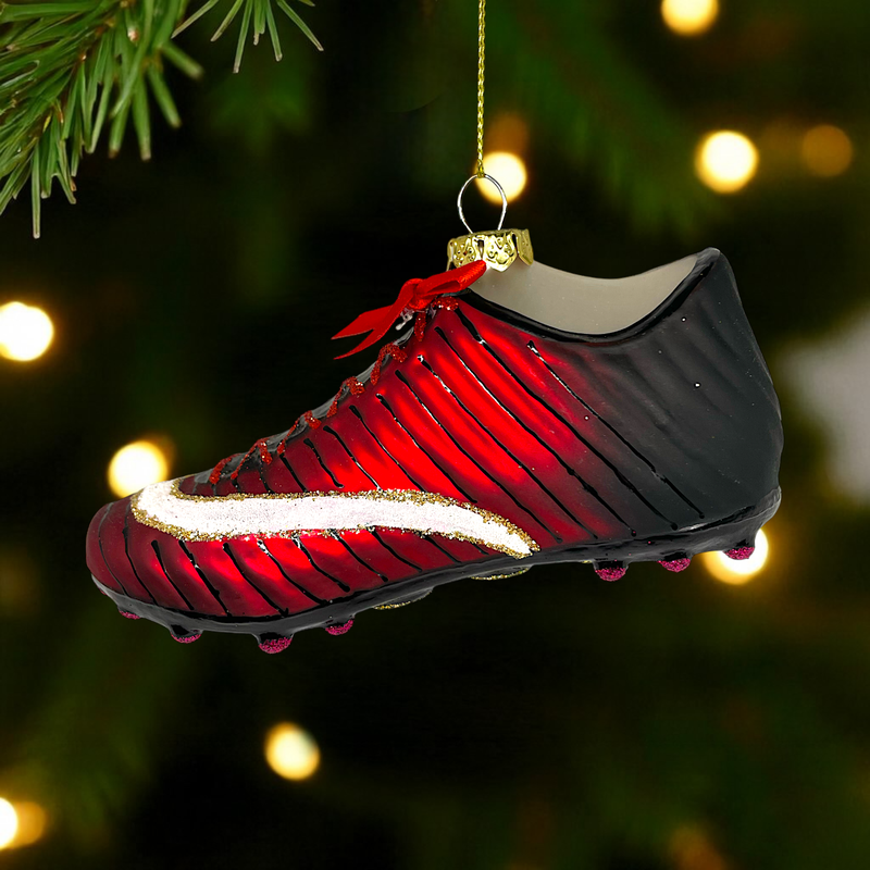 Soccer Cleat Christmas Ornament – Glass Holiday Decoration