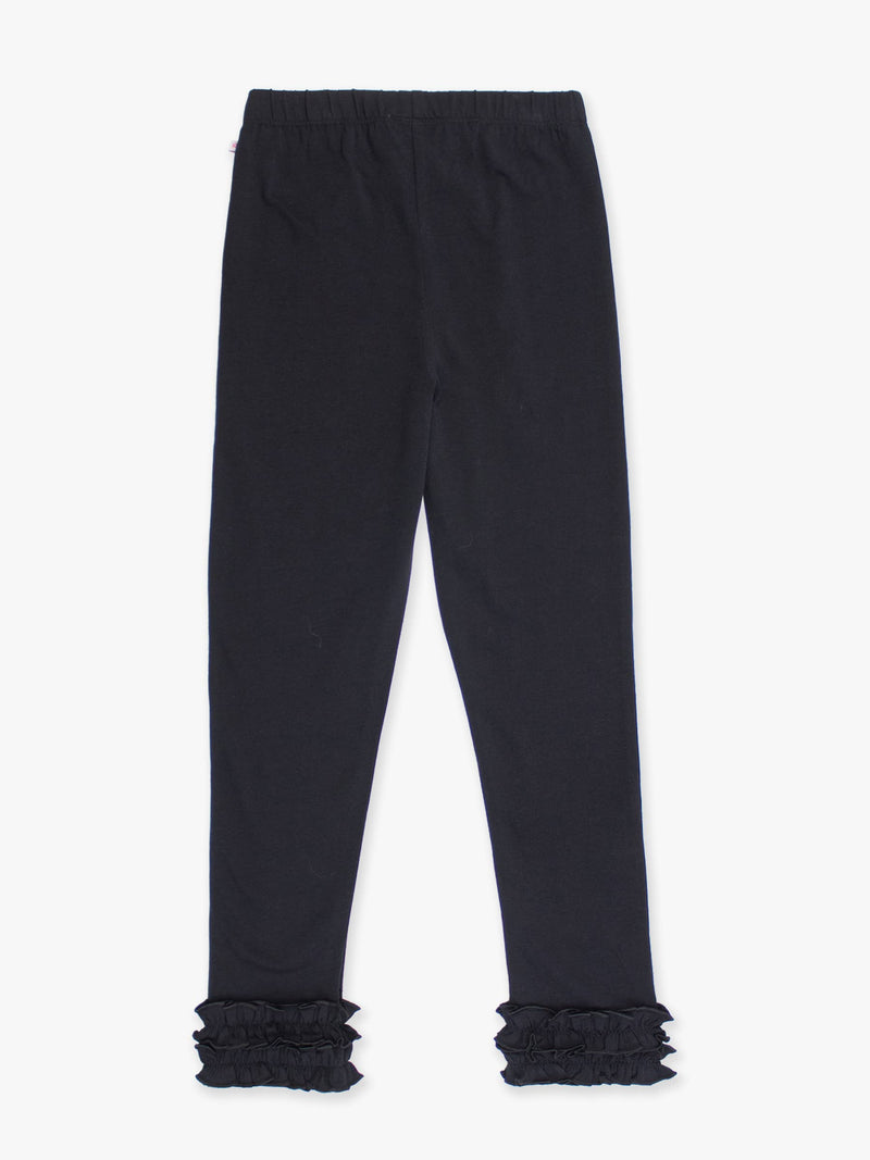 Girls Black Classic Ruffle Leggings: Black - Size 5