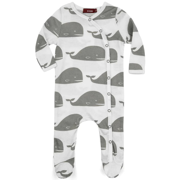 6-9M Grey Whale Footed Romper