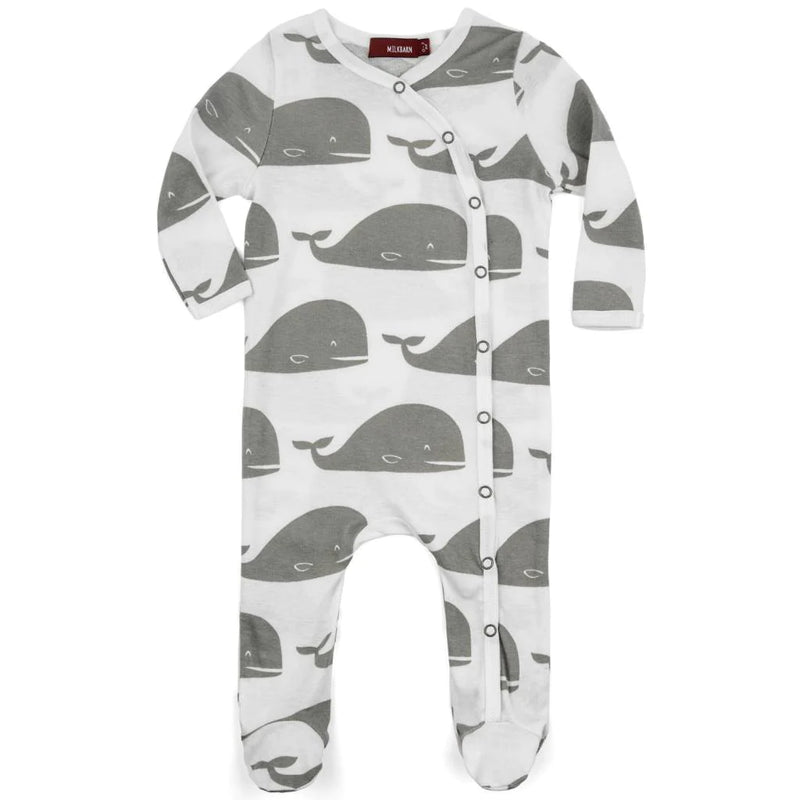 0-3M Grey Whale Footed Romper