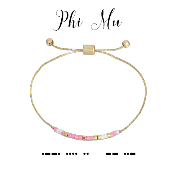 Phi Mu Morse Code Bracelet