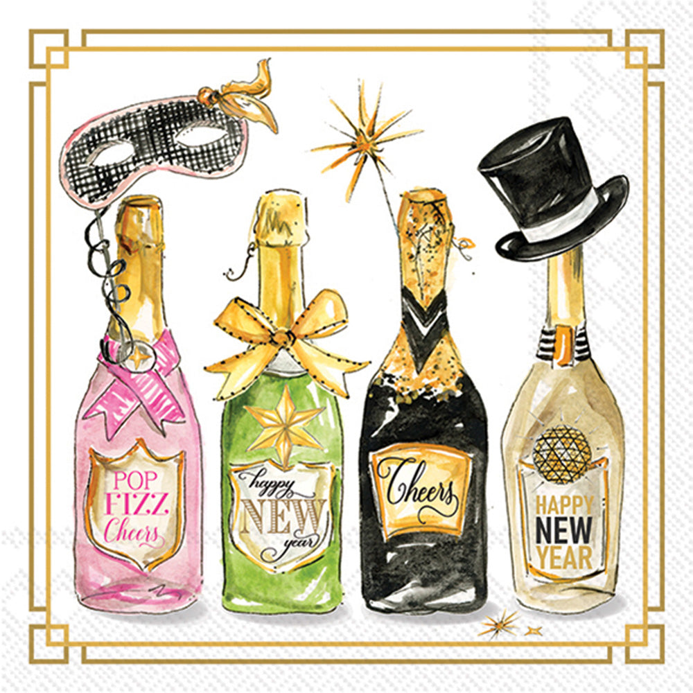New Years Bottles Cocktail Napkin - Thumbnail 2