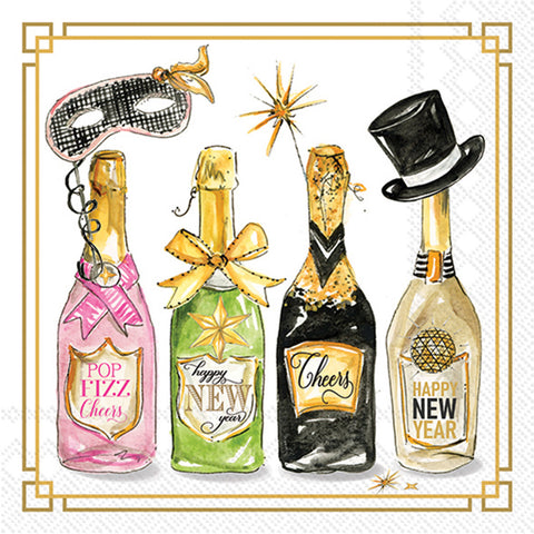 New Years Bottles Cocktail Napkin - Thumbnail 4