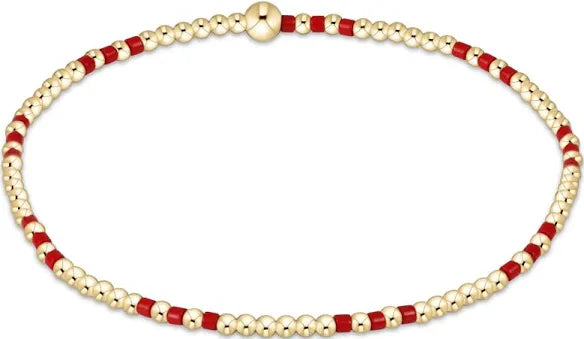 Gameday Hope Joy Pattern 2mm Bead Bracelet - Bright Red