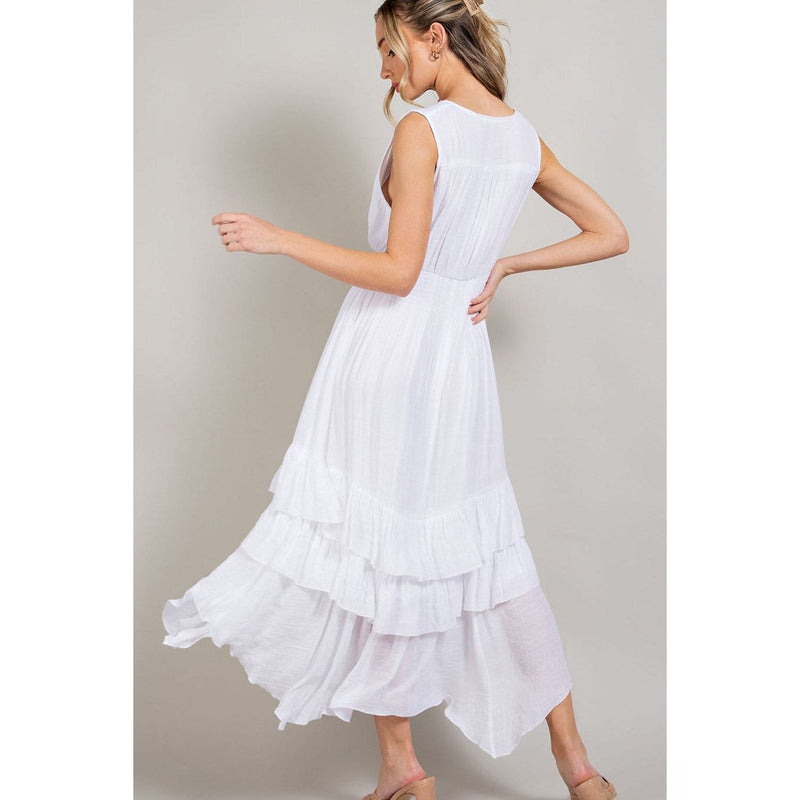 Sleeveless Tiered Dress Off White