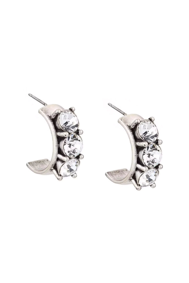 Austrian Crystal Huggies – Silver