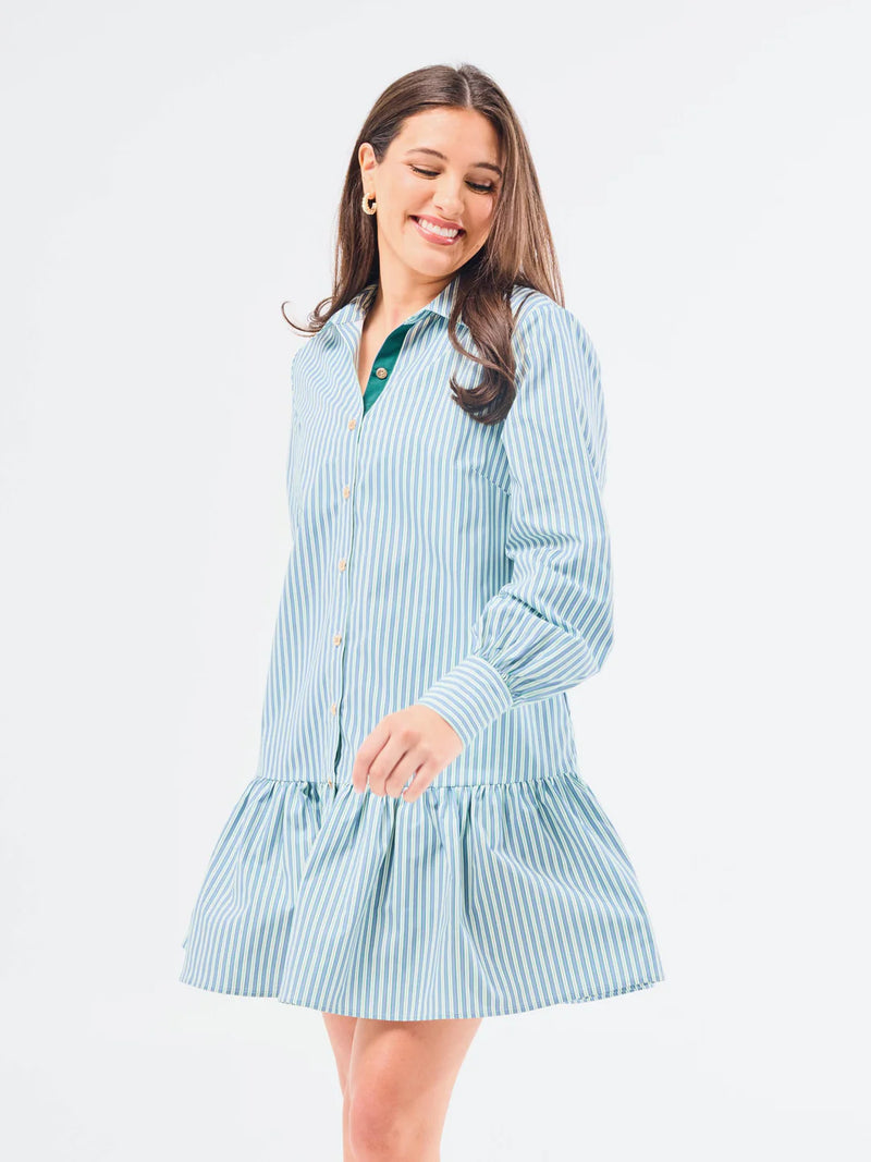 Fiona Simple Stripe Dress  - Blue/Green
