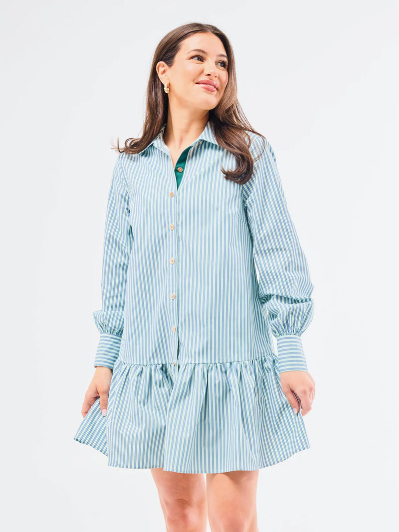Fiona Simple Stripe Dress  - Blue/Green