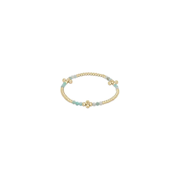 Signature Cross Gold Bliss Pattern 2.5mm Bead Bracelet-Aquamarine