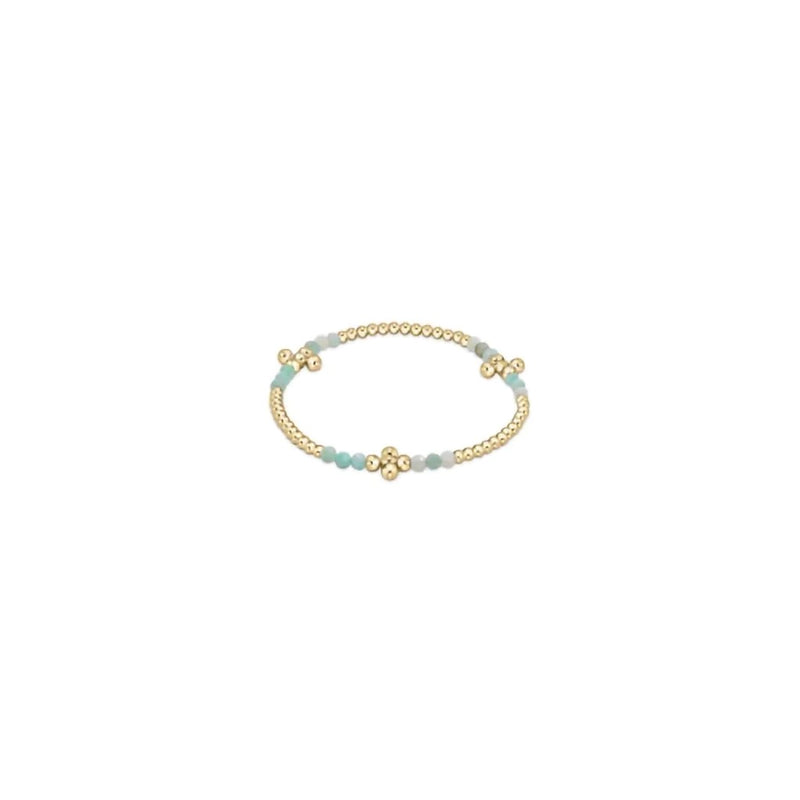 Signature Cross Gold Bliss Pattern 2.5mm Bead Bracelet-Aquamarine
