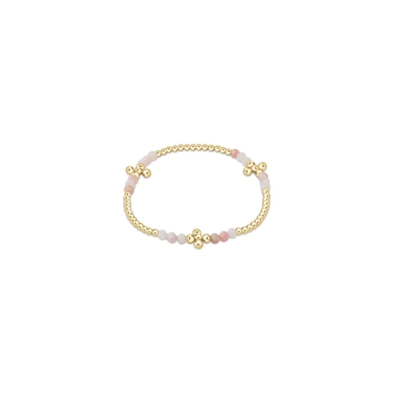 Signature Cross Gold Bliss Pattern 2.5mm Bead Bracelet-Pink Opal