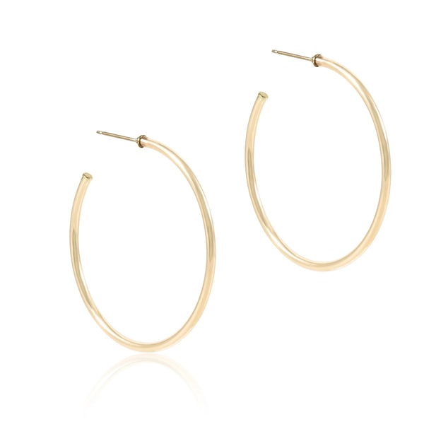 Round Gold 1.75” Post Hoop - 2mm Smooth