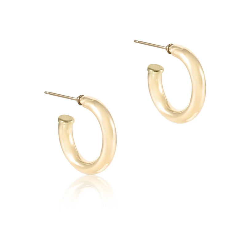 Round Gold 1” Post Hoop - 4mm Smooth