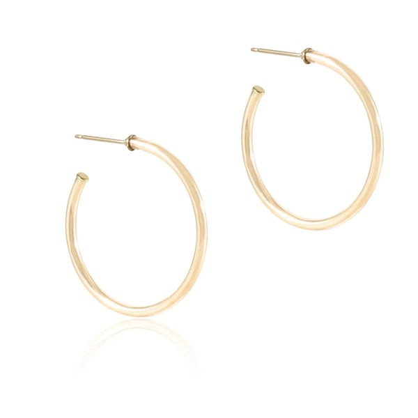 Round Gold 1.25” post Hoop - 2mm - Smooth