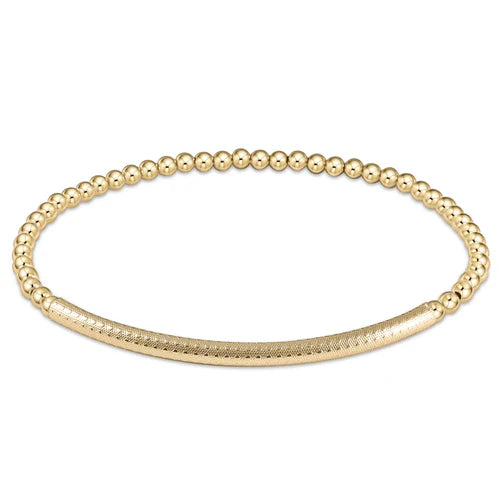 Classic Gold 3mm Bead Bracelet-Bliss Bar Textured