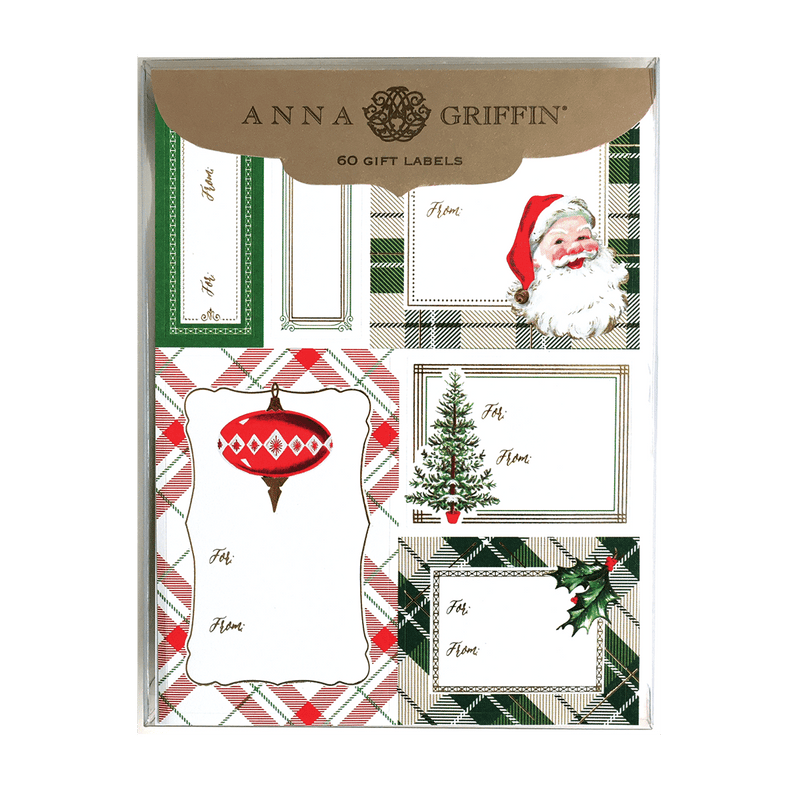 Red and Green Plaid Gift Labels