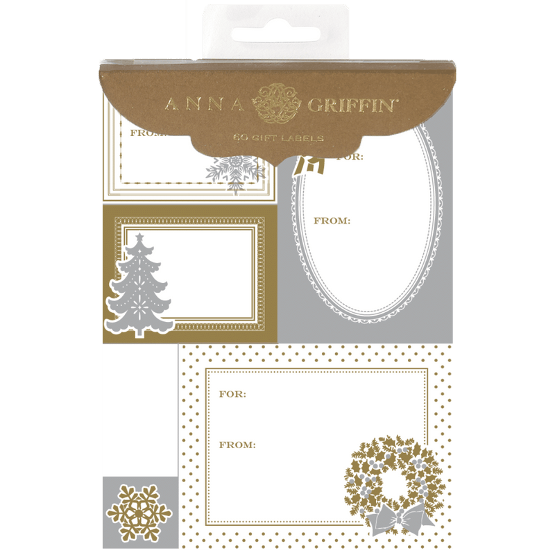 Silver/Gold Tree and Wreath Gift Label Sheets