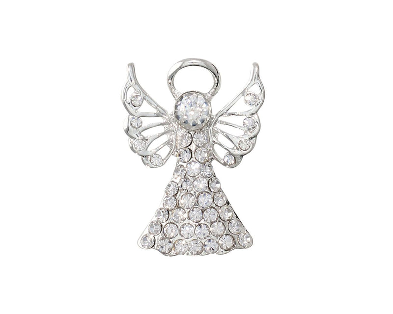 Crystal and Silver Angel Pin
