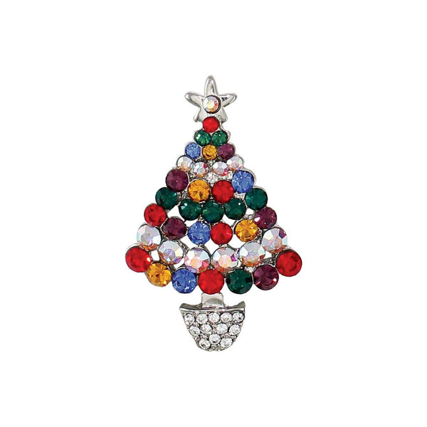 Multi Crystal Christmas Tree Pin