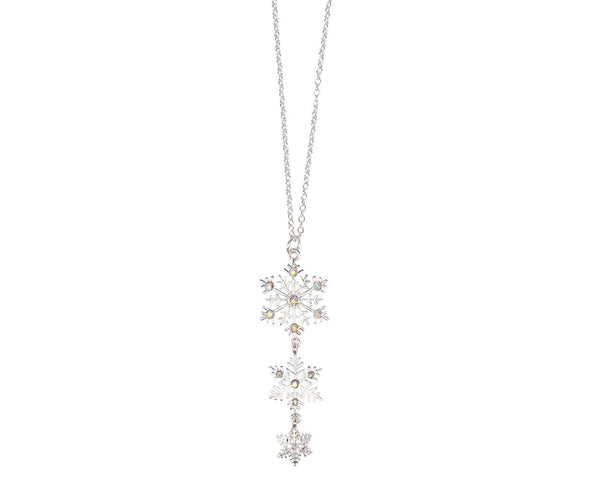 Trio of Crystal Snowflakes Necklace