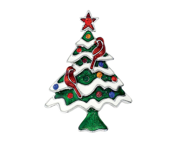 Christmas Tree with Cardinals Pin