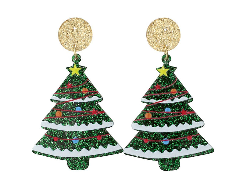 Glitter Christmas Tree Earrings