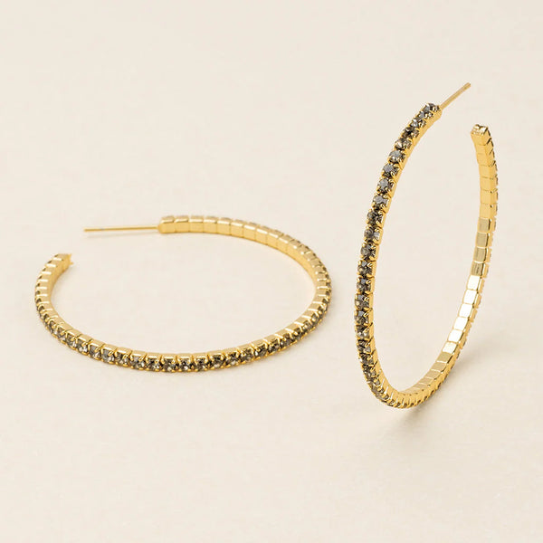 Sparkle & Shine Large Rhinestone Hoop Earring - Greige/Gold