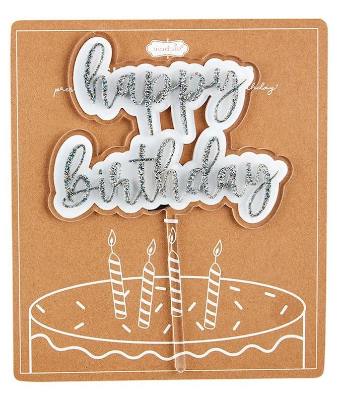 Birthday Cake Topper-Silver