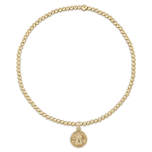 Classic Gold 2mm Bead Bracelet - Protection small gold charm
