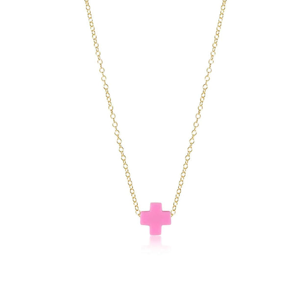 Egirl 14” Signature Cross Necklace - Bright Pink