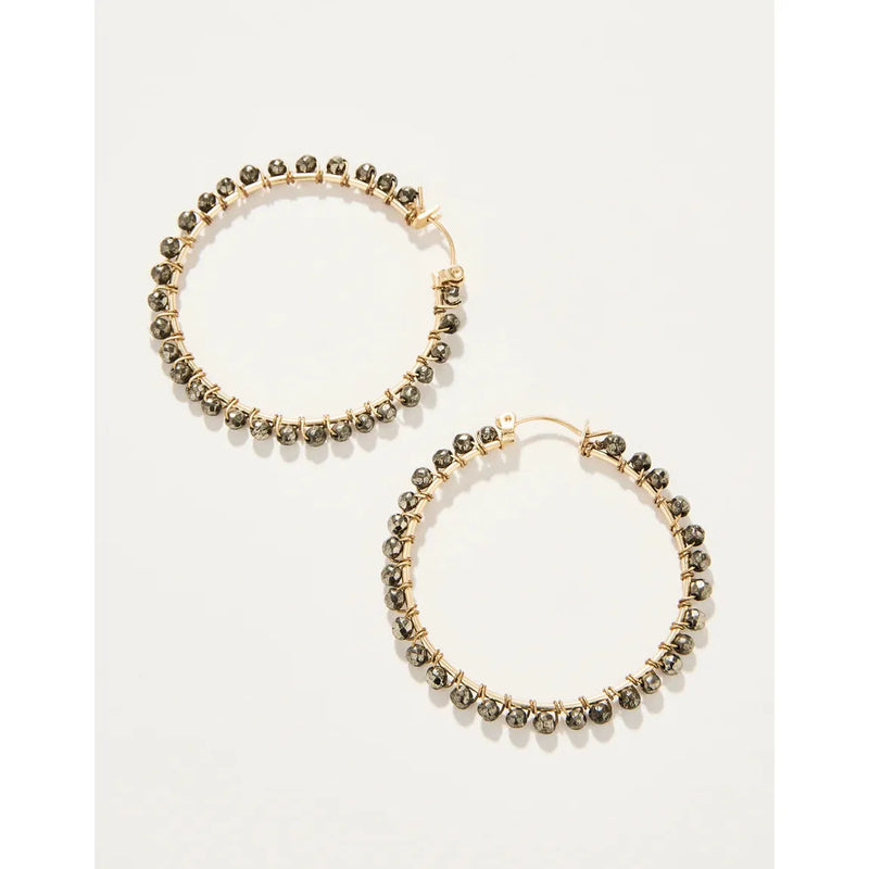 Ann Beaded Hoop Earrings Pyrite