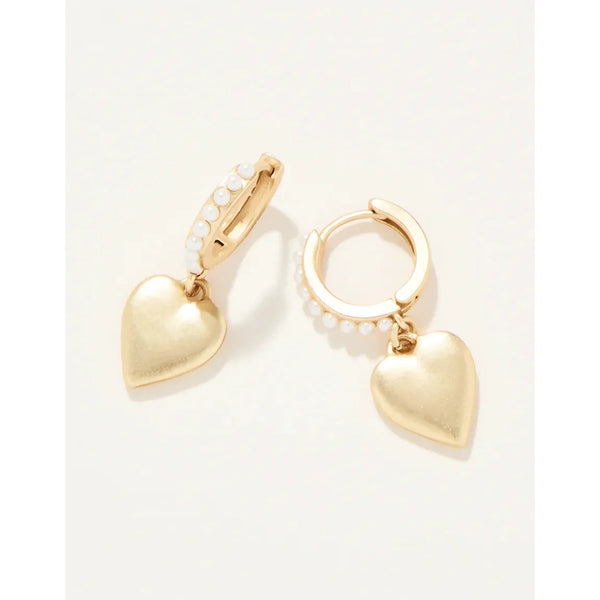 Pearl Drop Hoop Earrings Heart