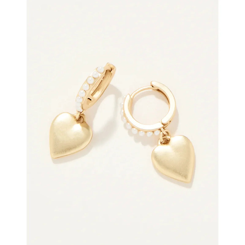 Pearl Drop Hoop Earrings Heart