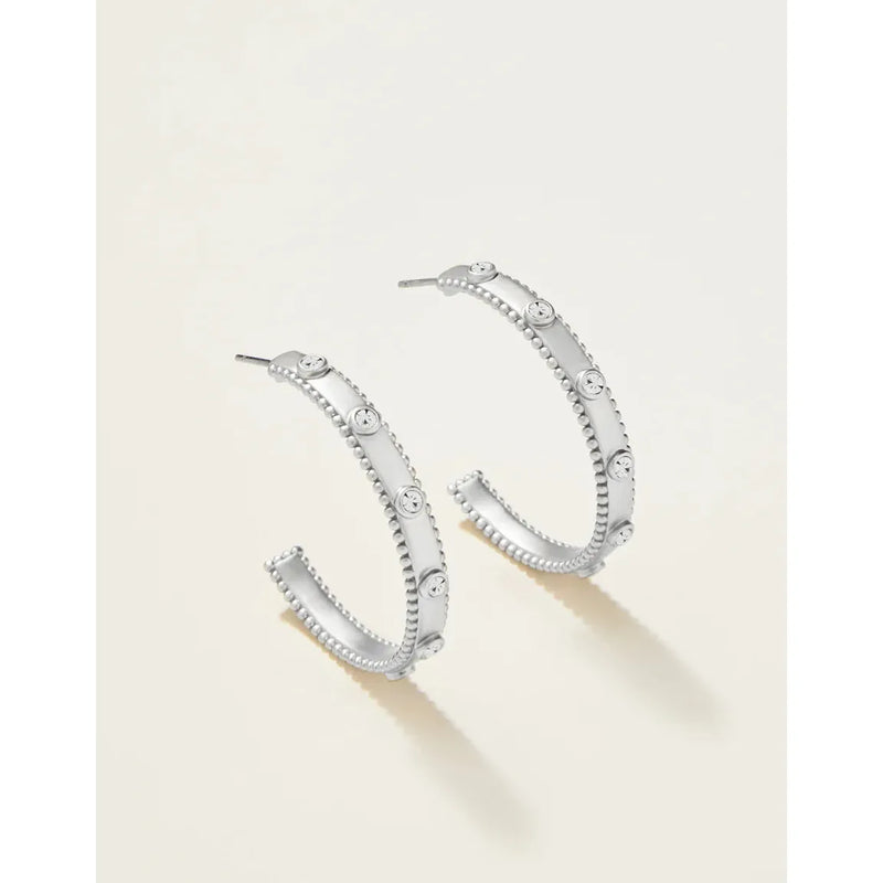 Crystal Hoop Earrings Crystal Silver