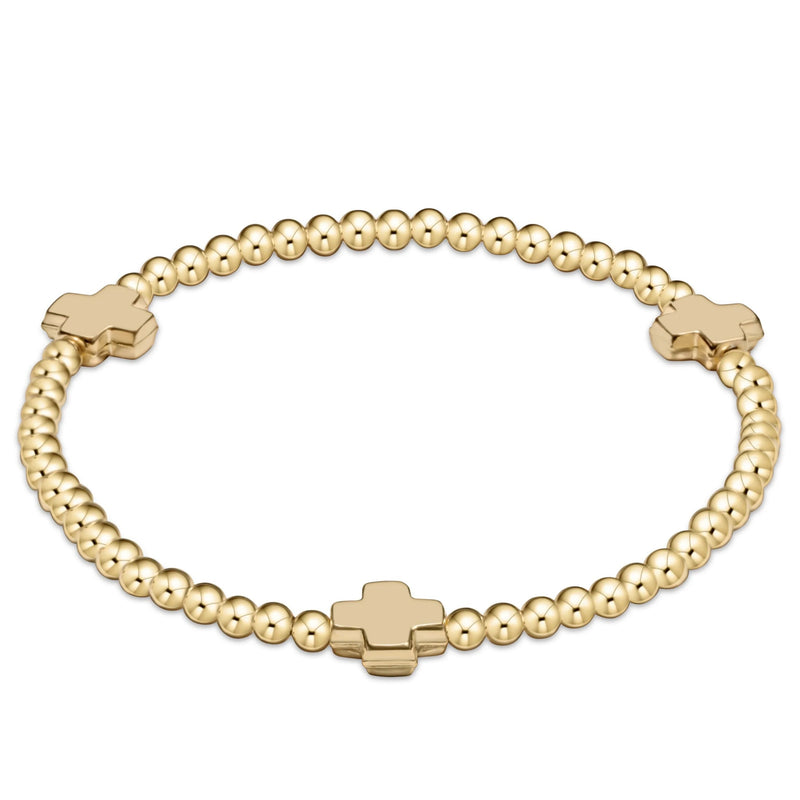 Egirl  Signature Cross Gold Pattern 3mm Bead Bracelet