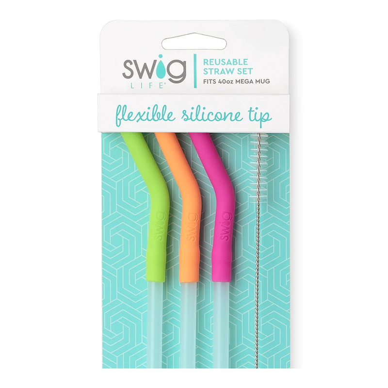 Neon Lime/Orange/Berry Reusable Straw Set