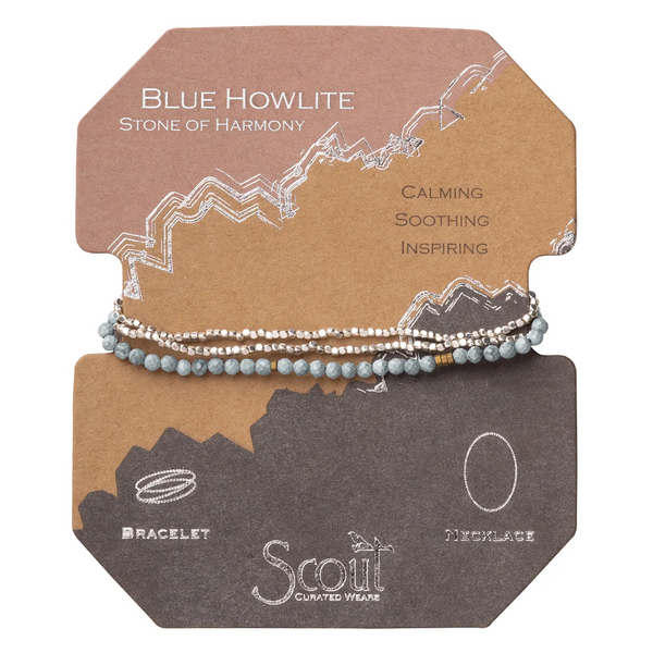 Delicate Stone Bracelet/Necklace Blue Howlite/Silver