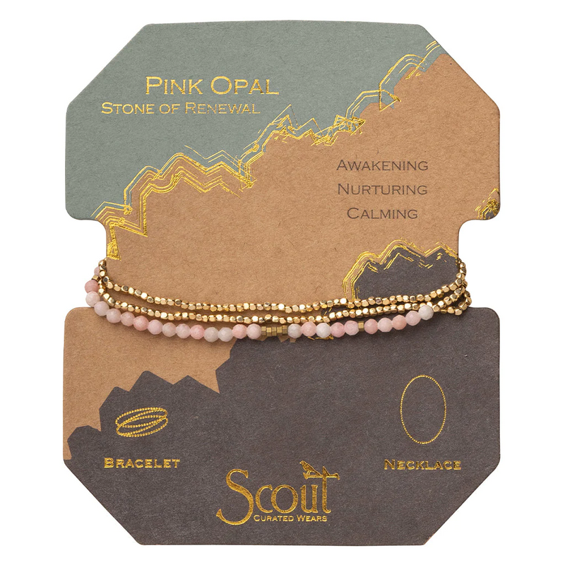 Delicate Stone Bracelet/Necklace Pink Opal/Gold