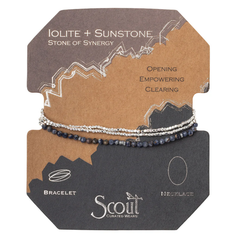 Delicate Stone Bracelet/Necklace Iolite Sunstone/Silver