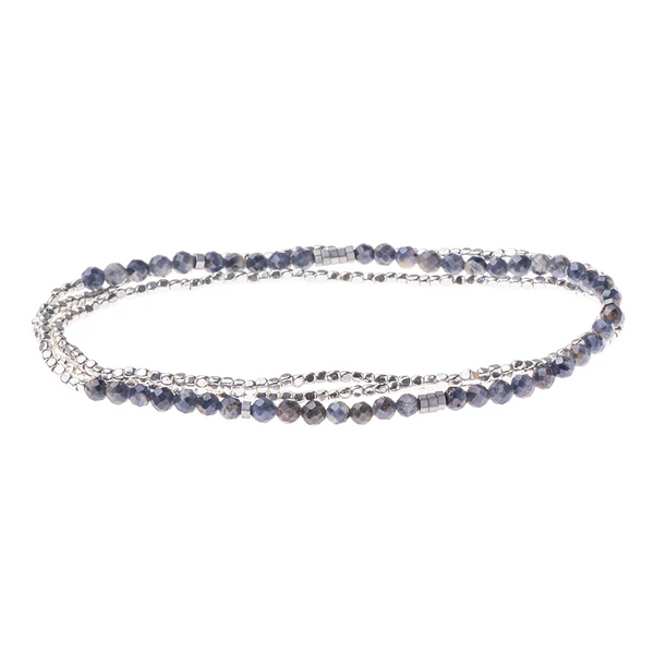 Delicate Stone Bracelet/Necklace Iolite Sunstone/Silver