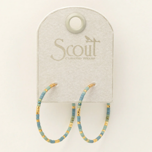 Chromacolor Miyuki Tile Small Hoop Earrings - Turquoise Mint/Gold