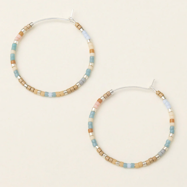 Chromacolor Miyuki Tile Small Hoop Earrings - Desert Blue Multi/Silver