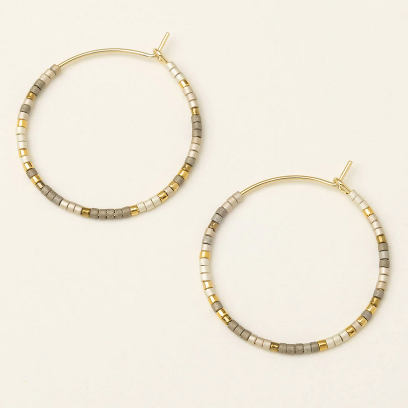 Chromacolor Miyuki Tile Small Hoop Earrings - Pewter Multi/Gold