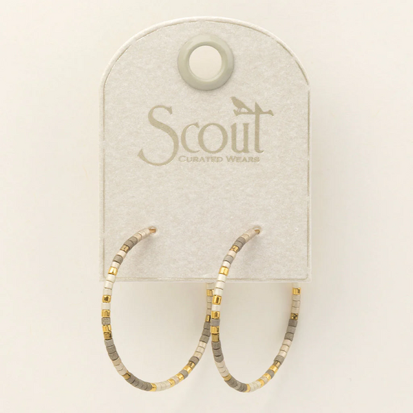 Chromacolor Miyuki Tile Small Hoop Earrings - Pewter Multi/Gold