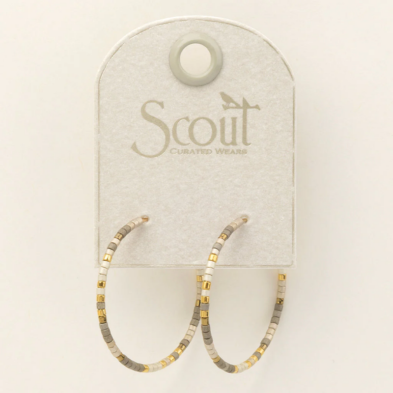 Chromacolor Miyuki Tile Small Hoop Earrings - Pewter Multi/Gold