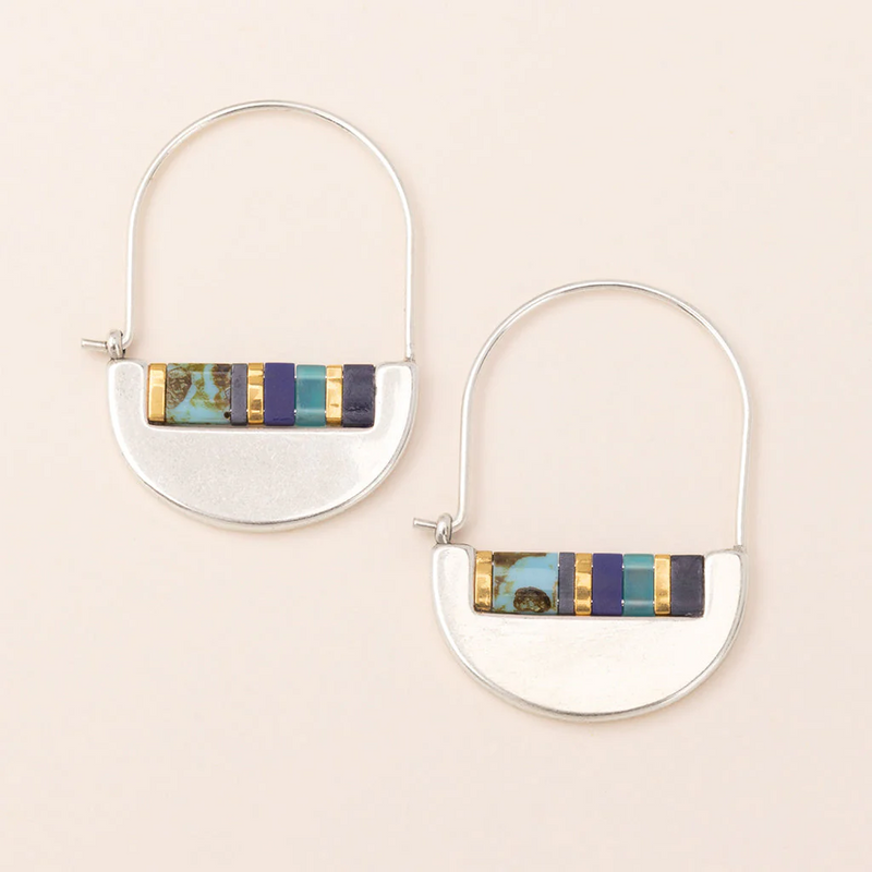 Good Karma Miyuki Crescent Hoop - Pink Multi/Gold